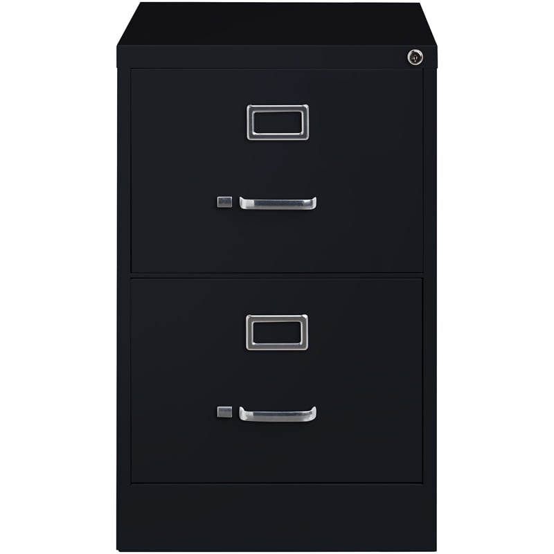 Home Square 2 Drawer Deep Metal Filing Cabinet Set in Black (Set of 2)