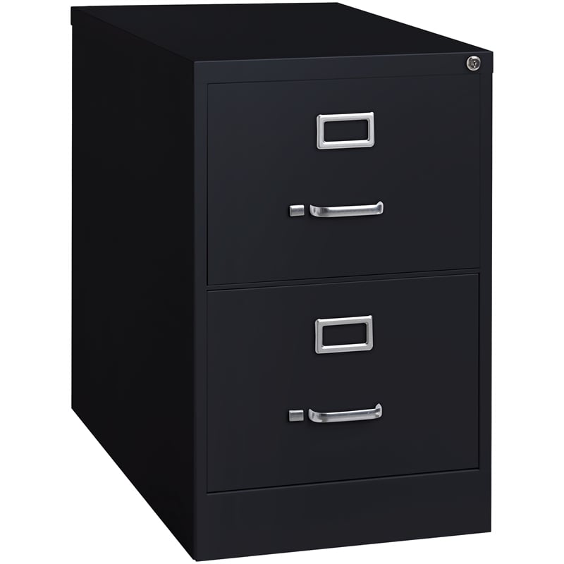 Home Square 2 Drawer Deep Metal Filing Cabinet Set in Black (Set of 2)