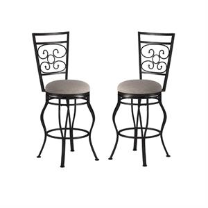 home square 2 piece swivel metal bar stool set in charcoal gray