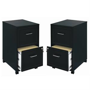 home square 2 drawer mobile filing cabinet set in black (set of 2)