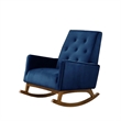 Home Square 2 Piece Mid Century Modern Velvet Rocking Chair Set in Blue