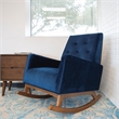 Home Square 2 Piece Mid Century Modern Velvet Rocking Chair Set in Blue