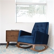 Home Square 2 Piece Mid Century Modern Velvet Rocking Chair Set in Blue