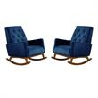 Home Square 2 Piece Mid Century Modern Velvet Rocking Chair Set in Blue