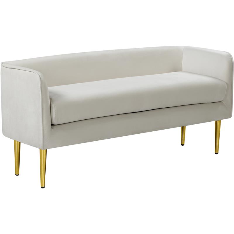 Home Square 2 Piece Contemporary Velvet Bench Set in White