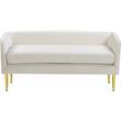Home Square 2 Piece Contemporary Velvet Bench Set in White