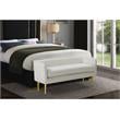 Home Square 2 Piece Contemporary Velvet Bench Set in White