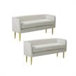 Home Square 2 Piece Contemporary Velvet Bench Set in White