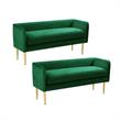 Home Square 2 Piece Contemporary Velvet Bench Set in Green