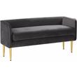 Home Square 2 Piece Contemporary Velvet Bench Set in Gray