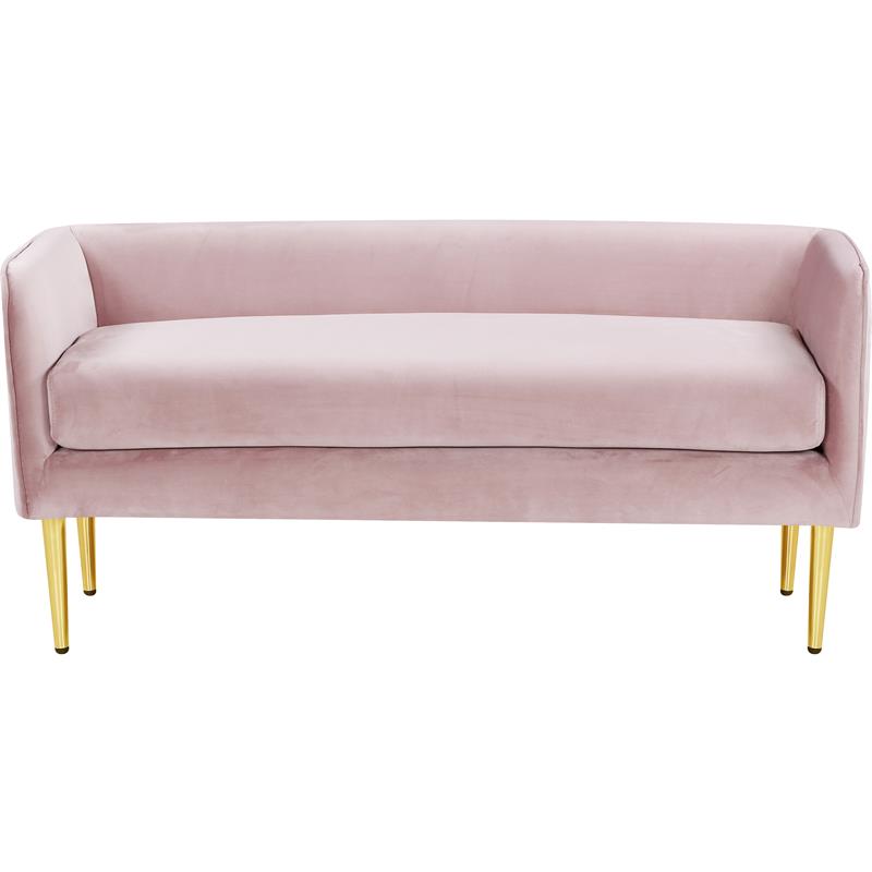 Home Square 2 Piece Contemporary Velvet Bench Set in Pink