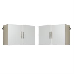 home square 2 piece upper storage cabinet set in light grey laminate