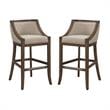 Home Square 2 Piece Stationary Bar Stool Set in Warm Brown and Light Beige