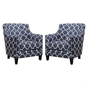 home square 2 piece clover print fabric accent arm chair set in marine