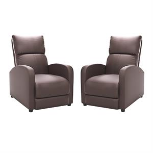 home square 2 piece bonded leather recliner set in brown