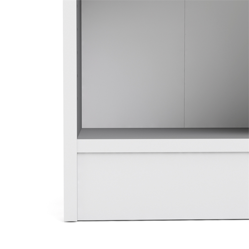 Home Square Tall Narrow 5 Shelf Wood Bookcase Set in White (Set of 2)