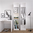 Home Square Tall Narrow 5 Shelf Wood Bookcase Set in White (Set of 2)