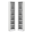 Home Square Tall Narrow 5 Shelf Wood Bookcase Set in White (Set of 2)
