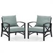 Home Square 2 Piece Patio Fabric Arm Chair Set in Oil Bronze and Mist