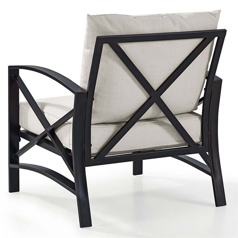Home Square 2 Piece Patio Fabric Arm Chair Set in Oil Bronze and Oatmeal
