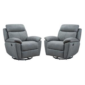 home square 2 piece glider and swivel power recliner set in gray