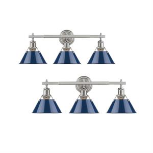 home square 3 light bath vanity set with navy blue shade in pewter (set of 2)