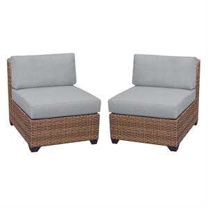 home square 2 piece armless polyethylene resin patio chair set in gray