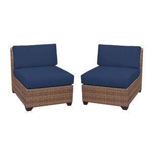 home square 2 piece armless polyethylene resin patio chair set in navy