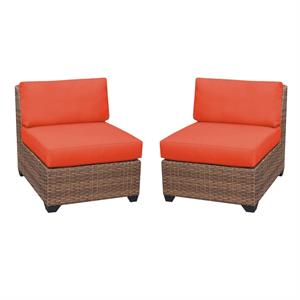 home square 2 piece armless polyethylene resin patio chair set in orange