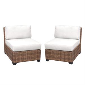 home square 2 piece armless polyethylene resin patio chair set in white