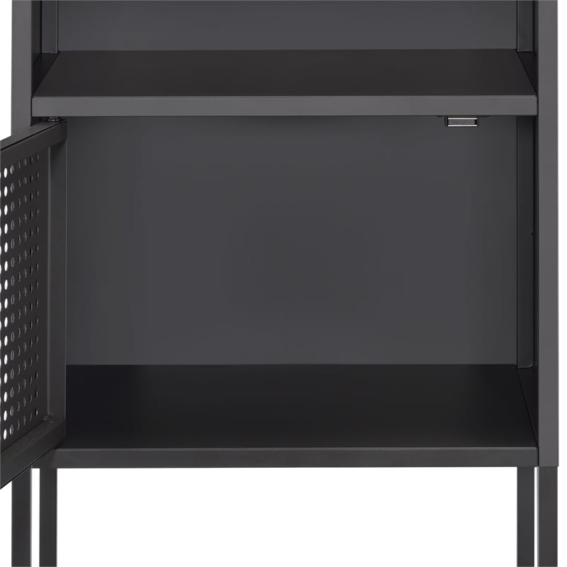 Home Square 2 Piece Metal Nightstand Set with USB Port in Gray