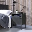 Home Square 2 Piece Metal Nightstand Set with USB Port in Gray