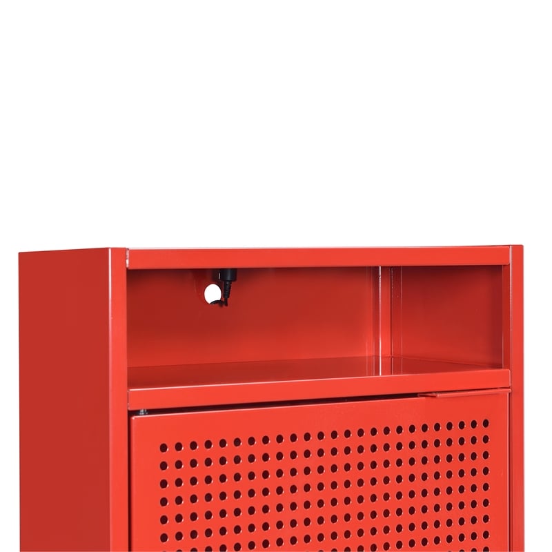 Home Square 2 Piece Metal Nightstand Set with USB Port in