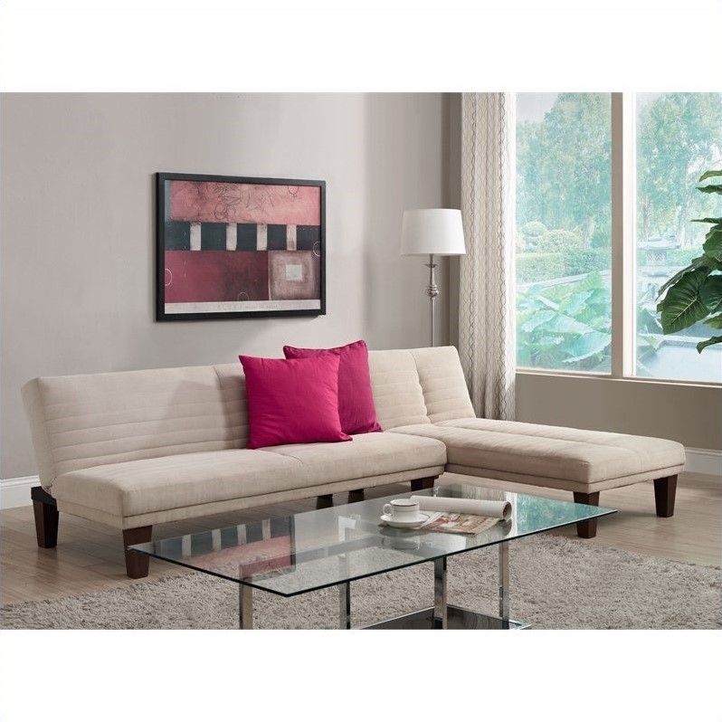 Home Square 2 Piece Upholstered Microfiber Convertible Sofa Set in Tan
