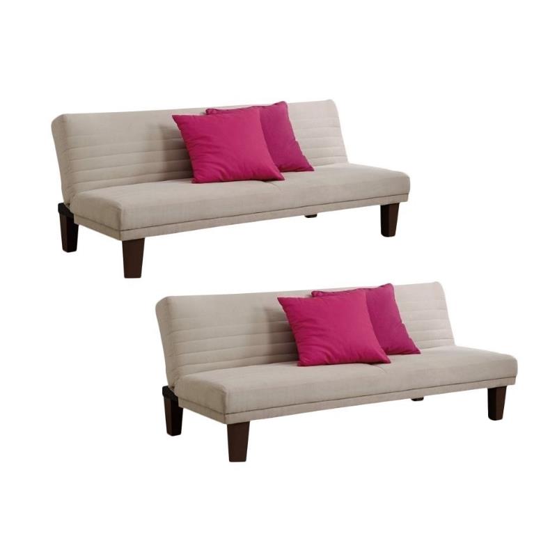 Home Square 2 Piece Upholstered Microfiber Convertible Sofa Set in Tan