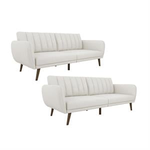 Home Square 2 Piece Upholstered Linen Sleeper Sofa Set in Gray