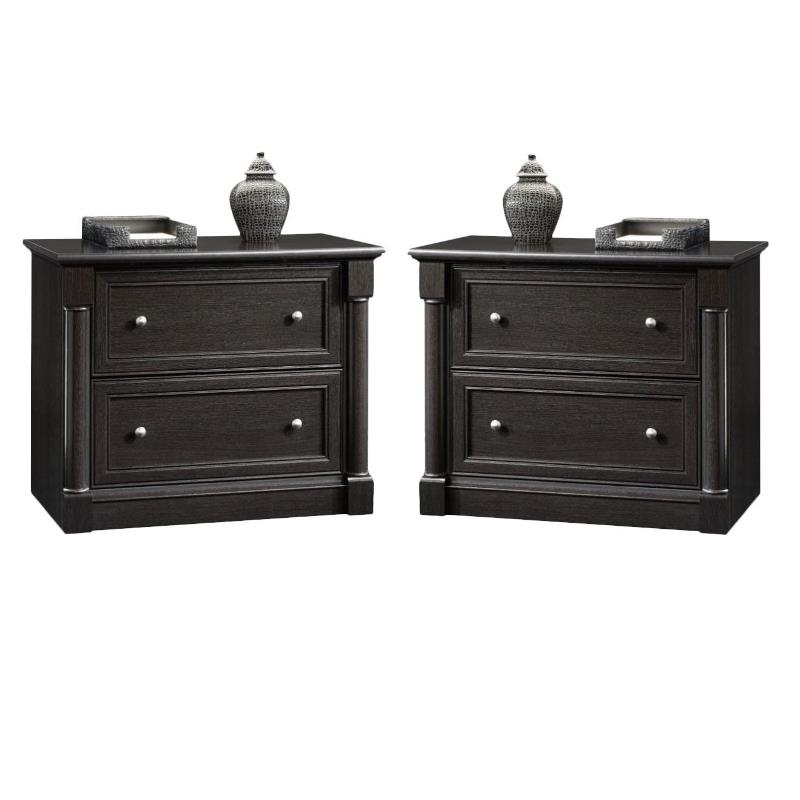 Home Square 2 Drawer Lateral Wood Filing Cabinet Set in Wind Oak (Set of 2)