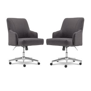 home square 2 piece leighton home office chair set in graphite twill