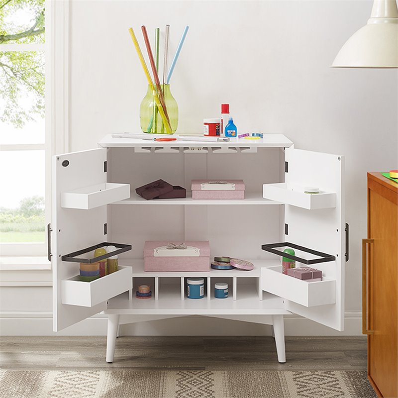 Home Square 2 Door Wood Bar Cabinet Set in White (Set of 2)