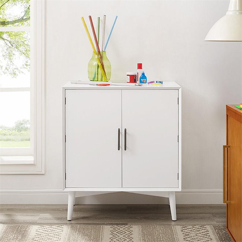 Home Square 2 Door Wood Bar Cabinet Set in White (Set of 2)