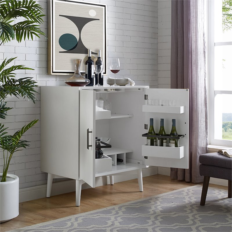 Home Square 2 Door Wood Bar Cabinet Set in White (Set of 2)