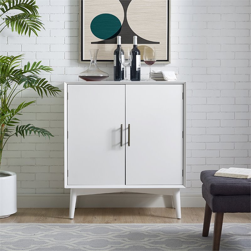 Home Square 2 Door Wood Bar Cabinet Set in White (Set of 2)