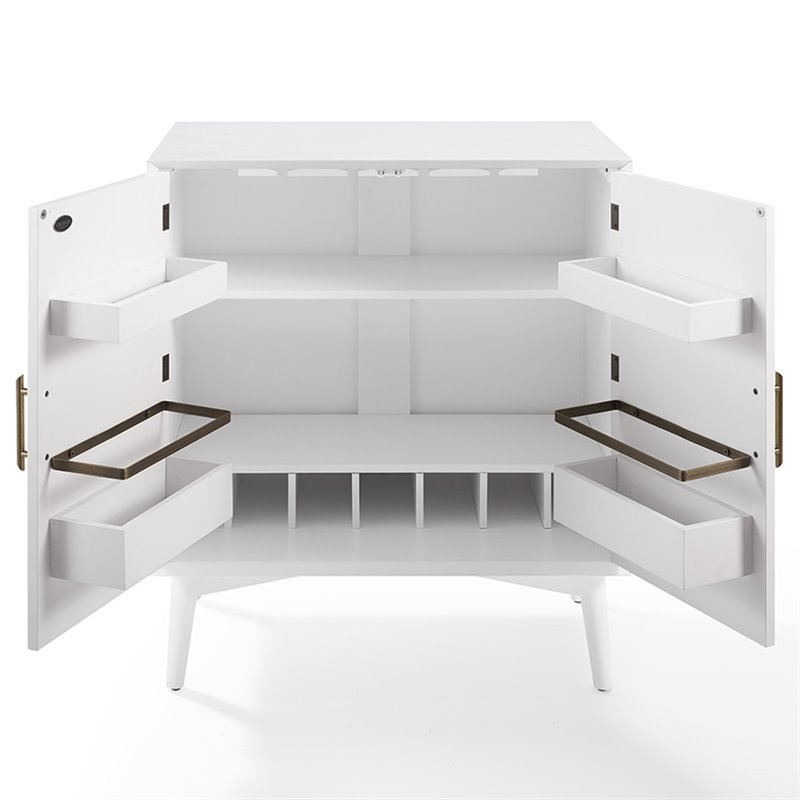 Home Square 2 Door Wood Bar Cabinet Set in White (Set of 2)