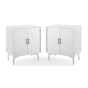 Home Square 2 Door Wood Bar Cabinet Set in White (Set of 2)