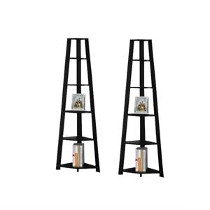 Home Square 2 Piece Modern Wood Corner Accent Etagere Set in Black