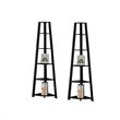 Home Square 2 Piece Modern Wood Corner Accent Etagere Set in Black