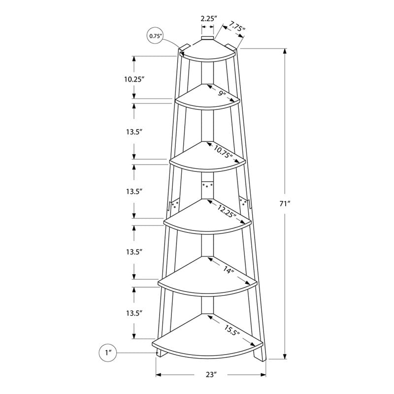 Home Square 2 Piece Wood Corner Accent Etagere Set in Gray and Black