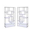 Home Square 2 Piece Contemporary Metal Bookcase Set in White and Silver