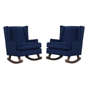 home square 2 piece wingback soft fabric lily glider set in ink blue