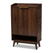 Home Square 2 Piece Engineered Wood Shoe Storage Cabinet Set in Walnut Brown